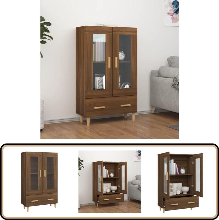 VidaXL Hoge kast 70x31x115 cm Bruin eiken Hoge Kast Bijzetkast Houten Kast Bruine Eiken Opbergkast