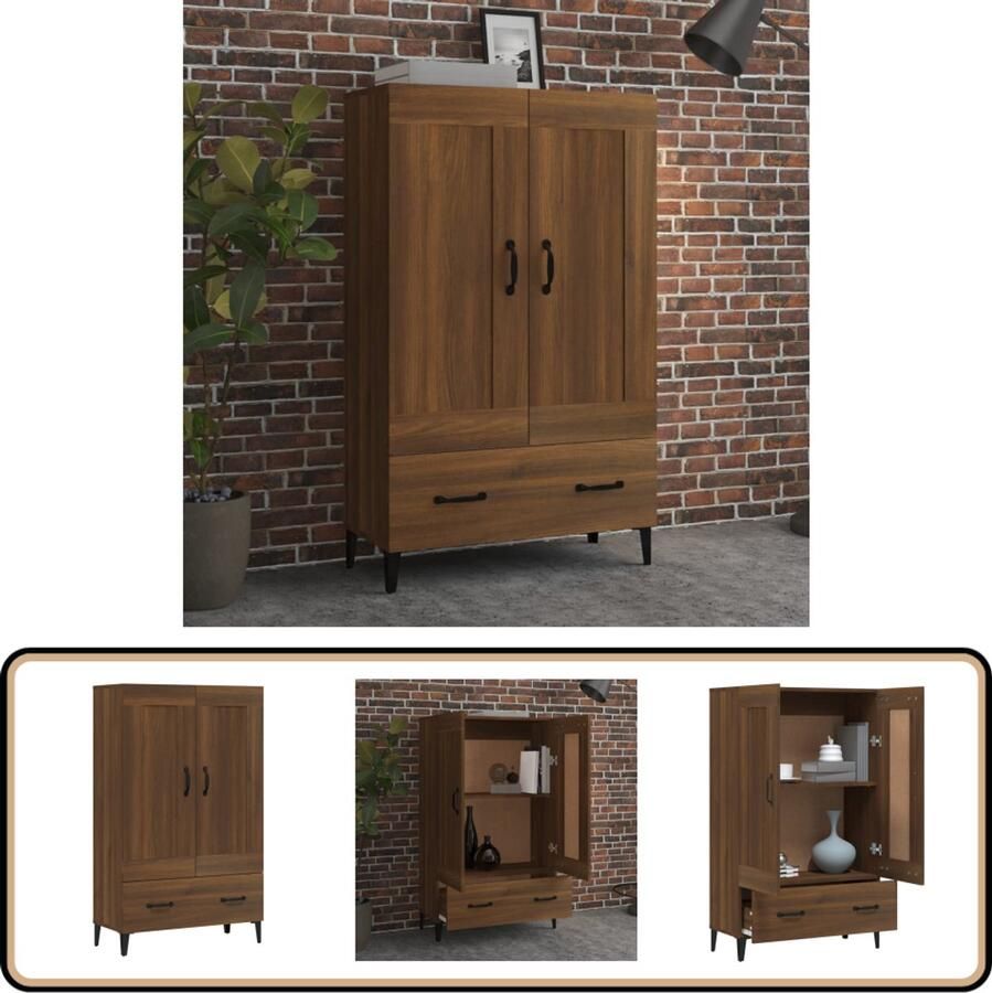 VidaXL Hoge kast 70x31x115 cm Bruin eikenhout Hoge Kast Industrieel Design Houten Kast Bruine Eik Opbergkast