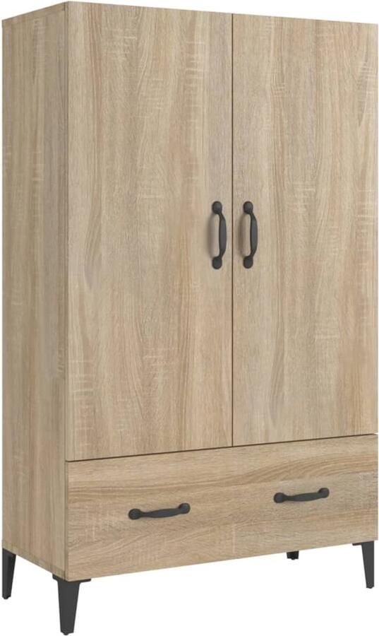 The Living Store Hoge kast 70x31x115 cm bewerkt hout sonoma eikenkleurig Hoge Kast Met Laden Sonoma Eiken Bewerkt Hout Opbergkast - Foto 2