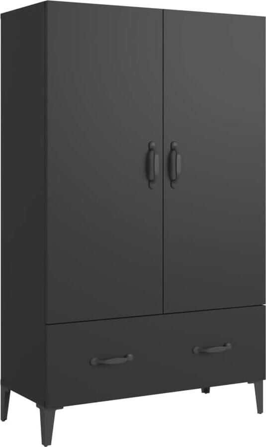 VidaXL Hoge kast 70x31x115 cm bewerkt hout zwart hoge kast met lade opbergkast zijkast kast bijzetkast dressoir buffetkast wandkast muurkast