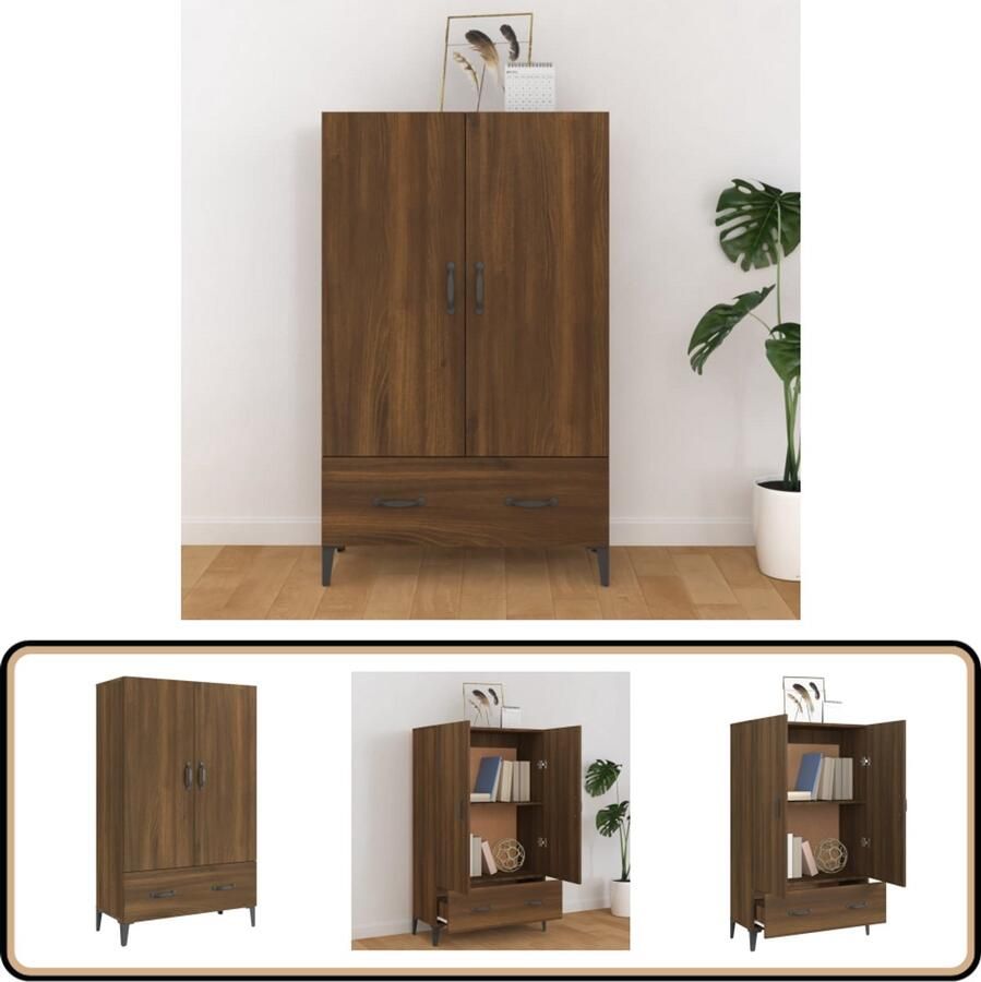 VidaXL Hoge kast 70x31x115 cm Bruin Eikenkleur Hoge Kast Met Laden Bruine Eiken Boekenkast Woonkamermeubel