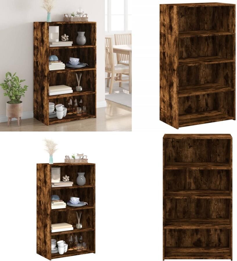 VidaXL Hoge kast 70x41x124 cm bewerkt hout gerookt eikenkleurig Hoge Kast Hoge Kasten Hoog Dressoir Hoge Kast Woonkamer
