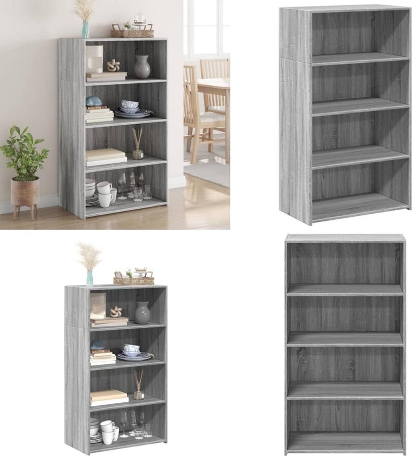 VidaXL Hoge kast 70x41x124 cm bewerkt hout grijs sonoma eikenkleurig Hoge Kast Hoge Kasten Hoog Dressoir Hoge Kast Woonkamer