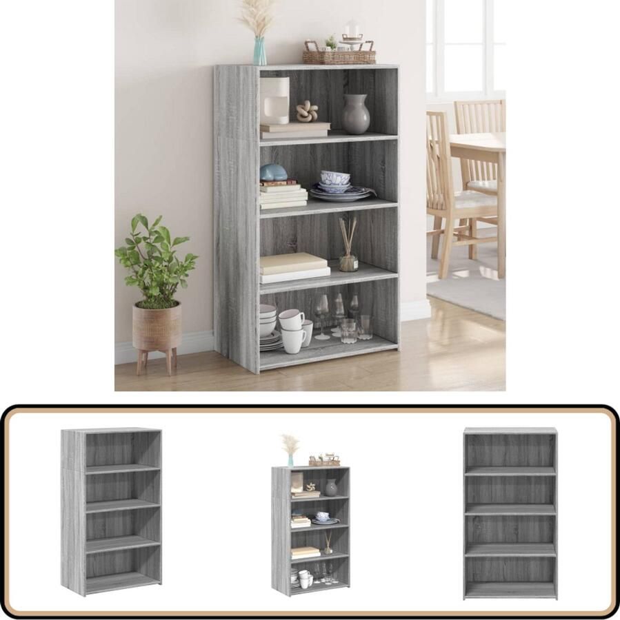 VidaXL Hoge kast grijs sonoma eiken 70x41x124 cm Hoge Kast Houten Kast Grijze Kast Scandinavisch Design Opbergkast