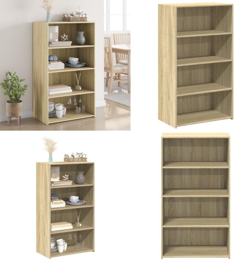 VidaXL Hoge kast 70x41x124 cm bewerkt hout sonoma eikenkleurig Hoge Kast Hoge Kasten Hoog Dressoir Hoge Kast Woonkamer