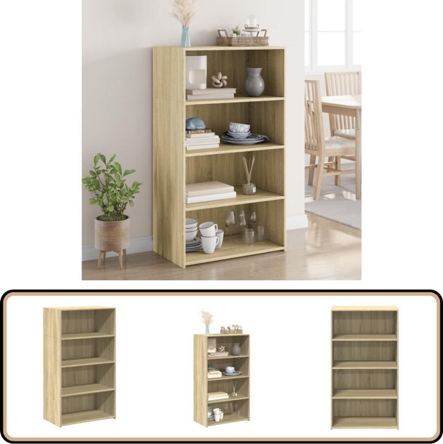 VidaXL Hoge kast Sonoma eiken 70x41x124 cm Opbergkast Scandinavisch Design Houten Kast Sonomaplank Woonkamer Kast