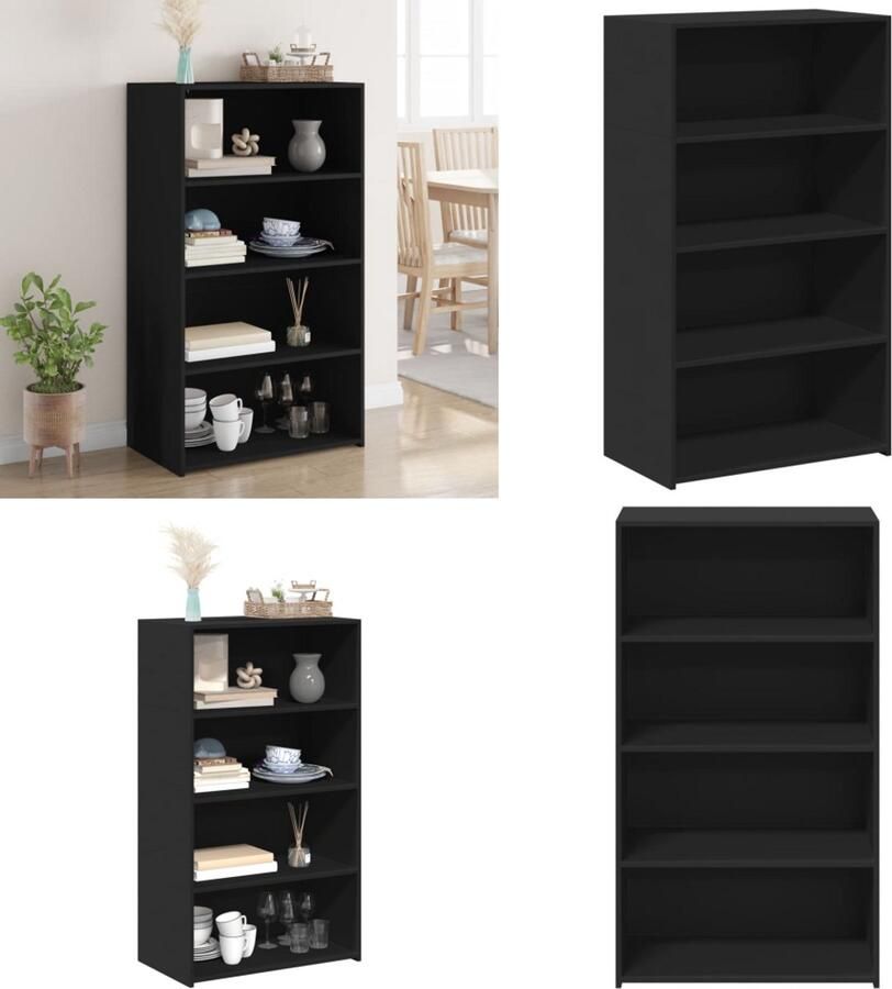 VidaXL Hoge kast 70x41x124 cm bewerkt hout zwart Hoge Kast Hoge Kasten Hoog Dressoir Hoge Kast Woonkamer