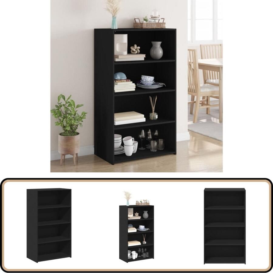 VidaXL Hoge Kast 70x41x124 cm Bewerkt Hout Zwart Opbergkast Scandinavisch Design Zwarte Kast Houten Kast Woonkamer Kast