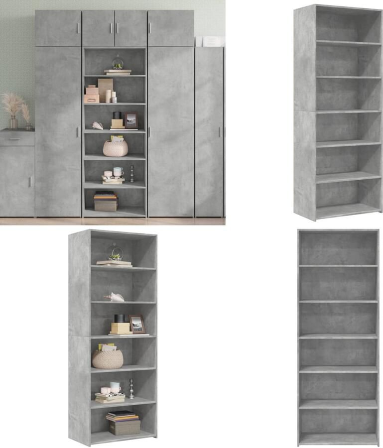 VidaXL Hoge kast 70x41x185 cm bewerkt hout betongrijs Hoge Kast Hoge Kasten Hoog Dressoir Hoge Kast Woonkamer