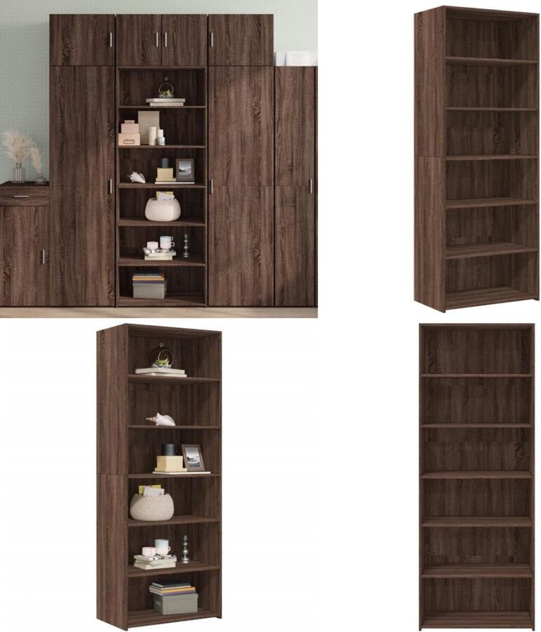 VidaXL Hoge kast 70x41x185 cm bewerkt hout bruin eikenkleur Hoge Kast Hoge Kasten Hoog Dressoir Hoge Kast Woonkamer