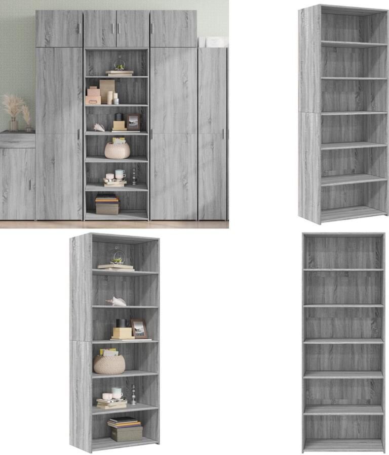 VidaXL Hoge kast 70x41x185 cm bewerkt hout grijs sonoma eikenkleurig Hoge Kast Hoge Kasten Hoog Dressoir Hoge Kast Woonkamer