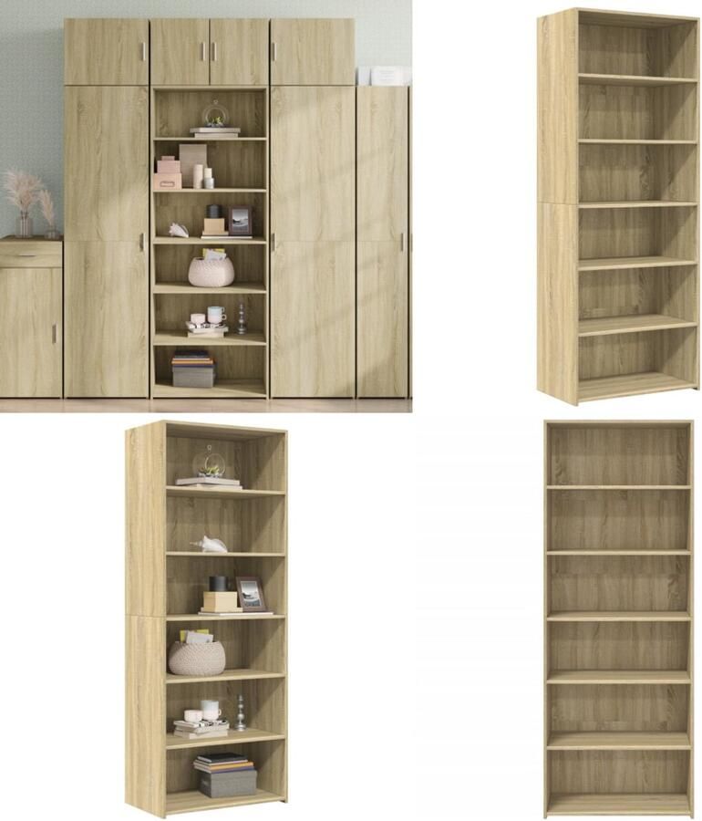 VidaXL Hoge kast 70x41x185 cm bewerkt hout sonoma eikenkleurig Hoge Kast Hoge Kasten Hoog Dressoir Hoge Kast Woonkamer