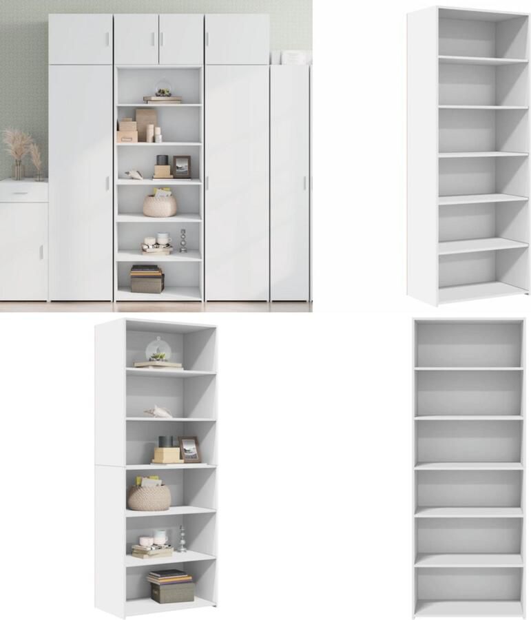 VidaXL Hoge kast 70x41x185 cm bewerkt hout wit Hoge Kast Hoge Kasten Hoog Dressoir Hoge Kast Woonkamer