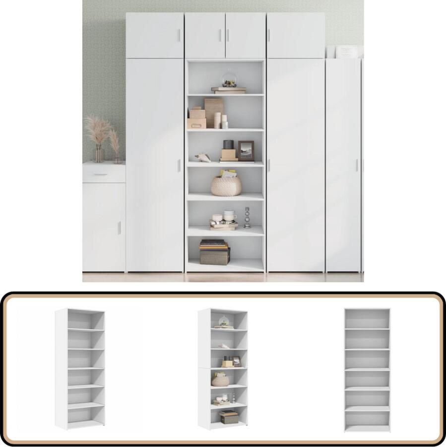 VidaXL Hoge kast Bewerkt hout Wit 70x41x185 cm Opbergkast Scandinavisch Design Houten Kast Wit Kast Hoge Kast