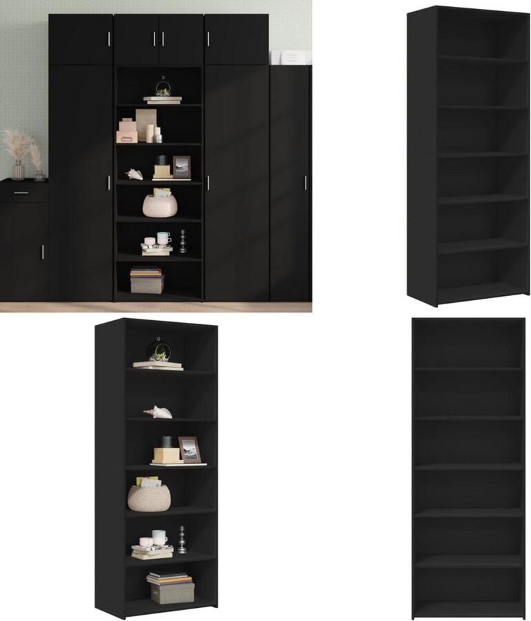 VidaXL Hoge kast 70x41x185 cm bewerkt hout zwart Hoge Kast Hoge Kasten Hoog Dressoir Hoge Kast Woonkamer