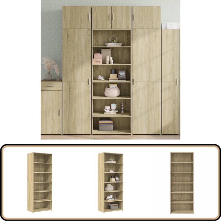 VidaXL Hoge kast 70x41x185 cm Sonoma eiken Hoge Kast Scandinavische Kast Opbergkast Houten Kast Salontafel - Foto 2