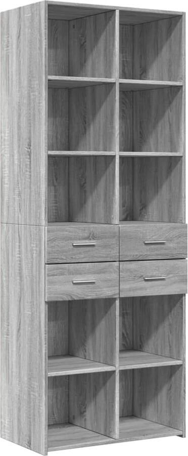 VidaXL Hoge kast 70x42 5x185 cm bewerkt hout grijs sonoma eikenkleurig