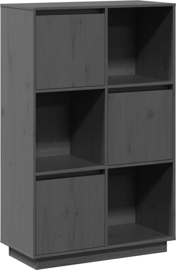 VidaXL -Hoge-kast-74x35x117-cm-massief-grenenhout-grijs - Foto 4