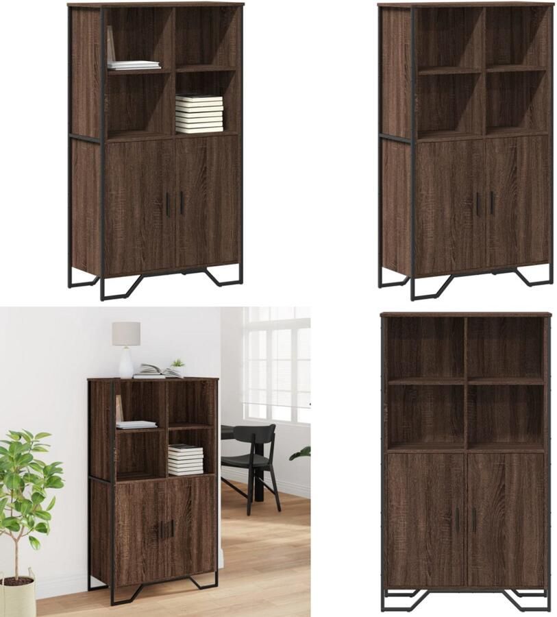 VidaXL Hoge kast 79 5x35 5x137 5 cm bewerkt hout bruin eikenkleur Hoge Kast Hoge Kasten Dressoir Buffetkast