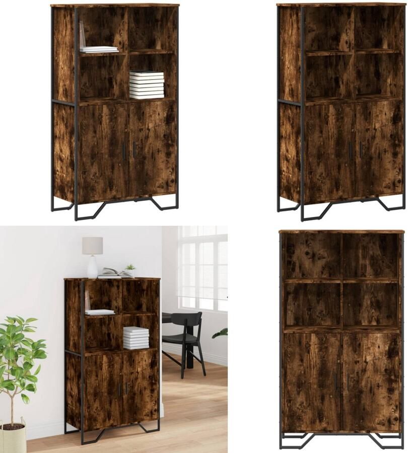 VidaXL Hoge kast 79 5x35 5x137 5 cm bewerkt hout gerookt eikenkleurig Hoge Kast Hoge Kasten Dressoir Buffetkast