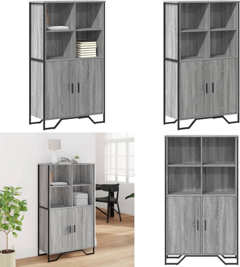 VidaXL Hoge kast 79 5x35 5x137 5 cm bewerkt hout grijs sonoma eiken Hoge Kast Hoge Kasten Dressoir Buffetkast