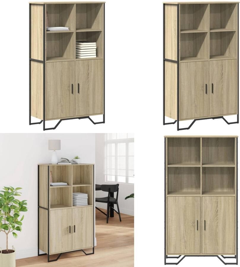 VidaXL Hoge kast 79 5x35 5x137 5 cm bewerkt hout sonoma eikenkleurig Hoge Kast Hoge Kasten Dressoir Buffetkast