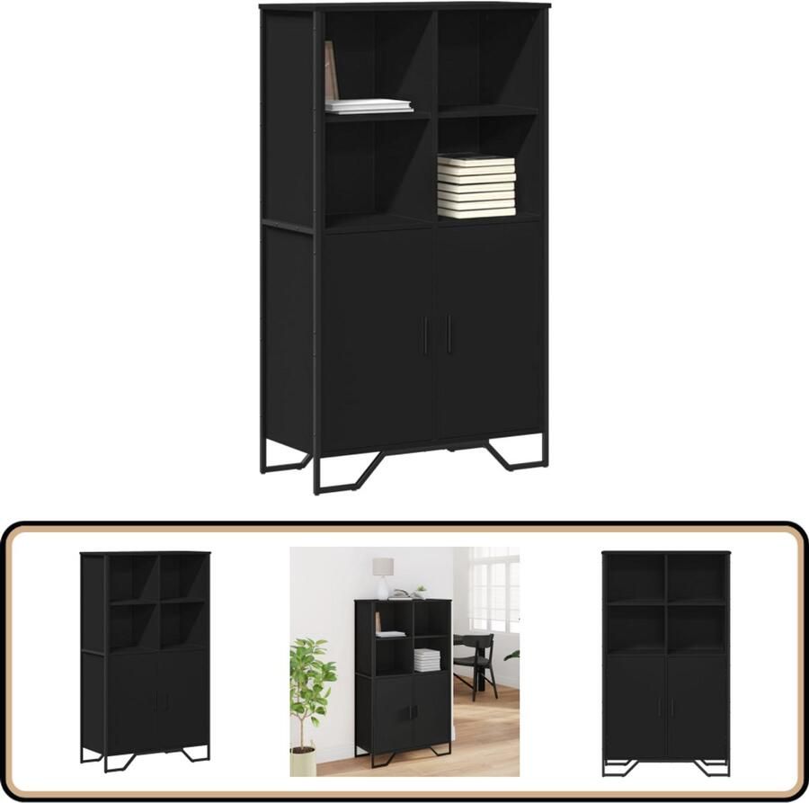 VidaXL Hoge Kast Zwart 79 5x35 5x137 5 cm Hoge Kast Houten Kast Opslagkast Zwarte Kast Badkamerkast
