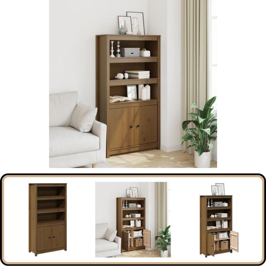 VidaXL Hoge kast 80x35x154 cm Grenenhout Honingbruin Hoge Kast Grenoble Hout Vintage Kast Bijzettafels Salontafel - Foto 2