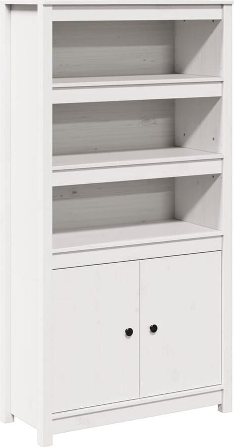 VidaXL -Hoge-kast-80x35x154-cm-massief-grenenhout-wit - Foto 3
