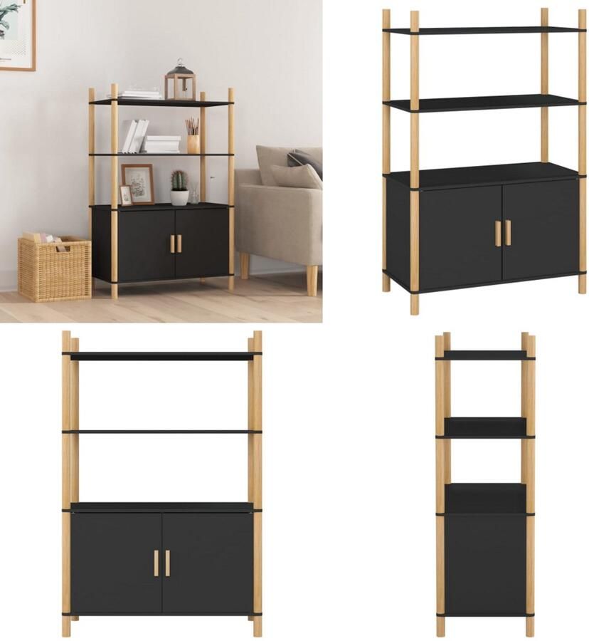 VidaXL Hoge kast 80x40x121 cm bewerkt hout zwart Hoge Kast Hoge Kasten Kast Opbergkast