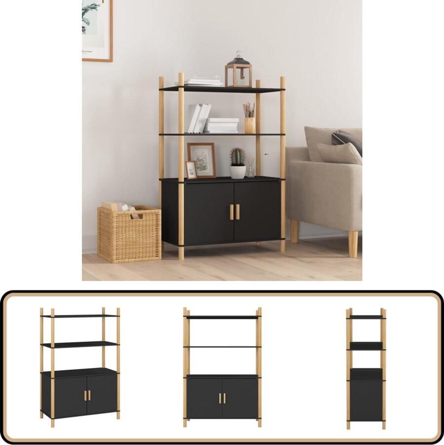 VidaXL Hoge Kast Zwart Stijlvol en Duurzaam Hoge Kast Dressoir Opbergkast Vintage Kast Houten Kast
