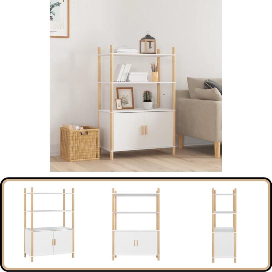 VidaXL -Hoge-kast-80x40x121-cm-bewerkt-hout-wit - Foto 2
