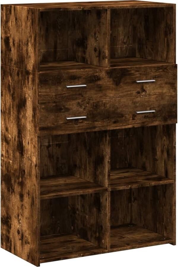 VidaXL Hoge kast 80x42 5x124 cm bewerkt hout gerookt eikenkleurig