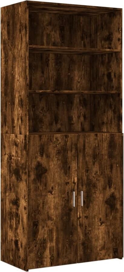 VidaXL Hoge kast 80x42 5x185 cm Gerookt eiken Hoge Kast Houten Kast Met Deuren Opbergkast Vintage Kast