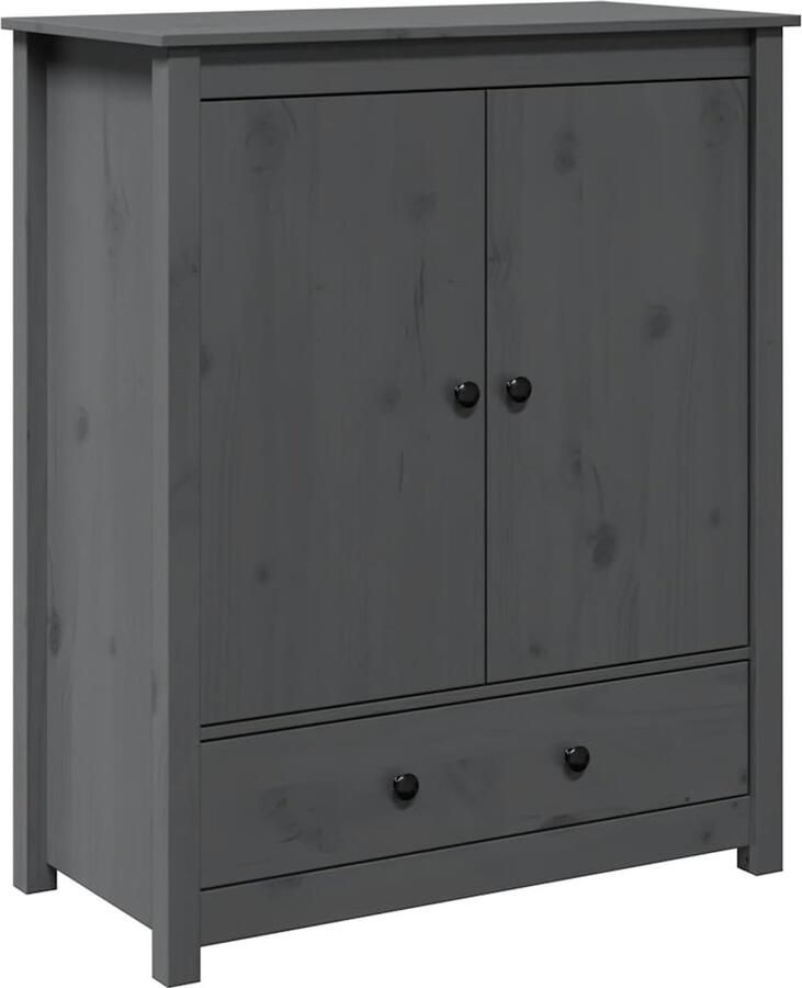 VidaXL -Hoge-kast-83x41 5x100-cm-massief-grenenhout-grijs - Foto 3