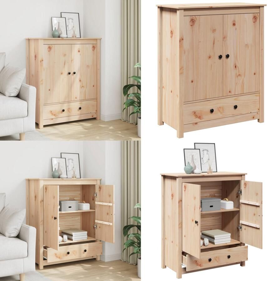 VidaXL Hoge kast 83x41 5x100 cm massief grenenhout Hoge Kast Hoge Kasten Dressoir Dressoirs