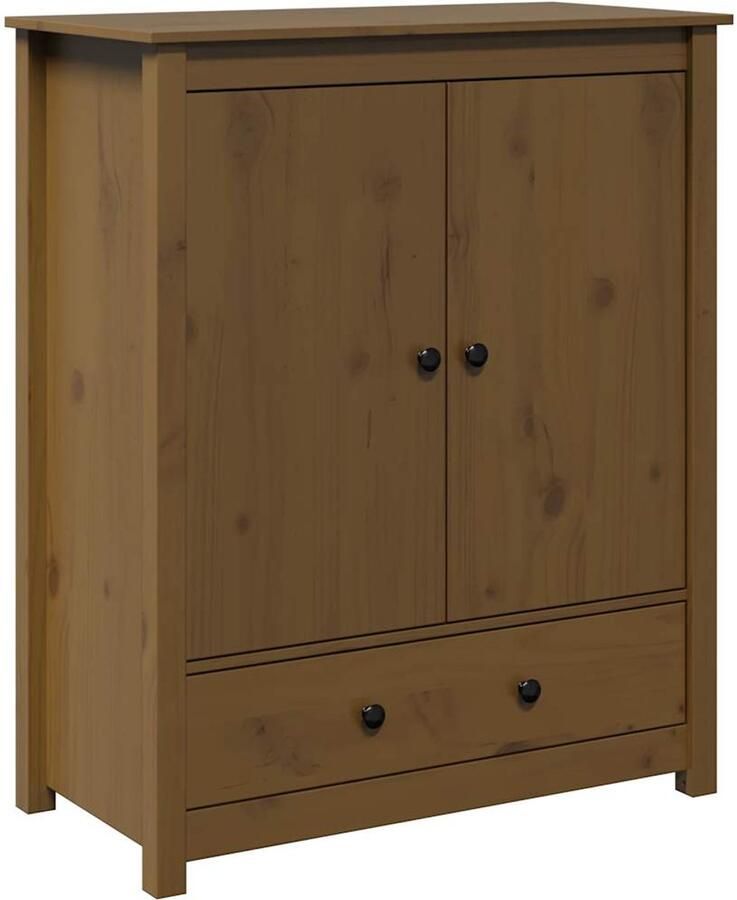 VidaXL -Hoge-kast-83x41 5x100-cm-massief-grenenhout-honingbruin - Foto 2