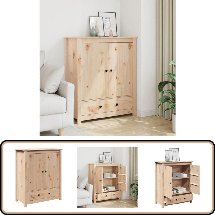 VidaXL The Living Store Hoge kast 83x41 5x100 cm massief grenenhout Dressoir Houtsoort Grenenhout Vintage Kast Landelijke Kast