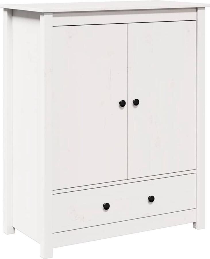 VidaXL -Hoge-kast-83x41 5x100-cm-massief-grenenhout-wit - Foto 2