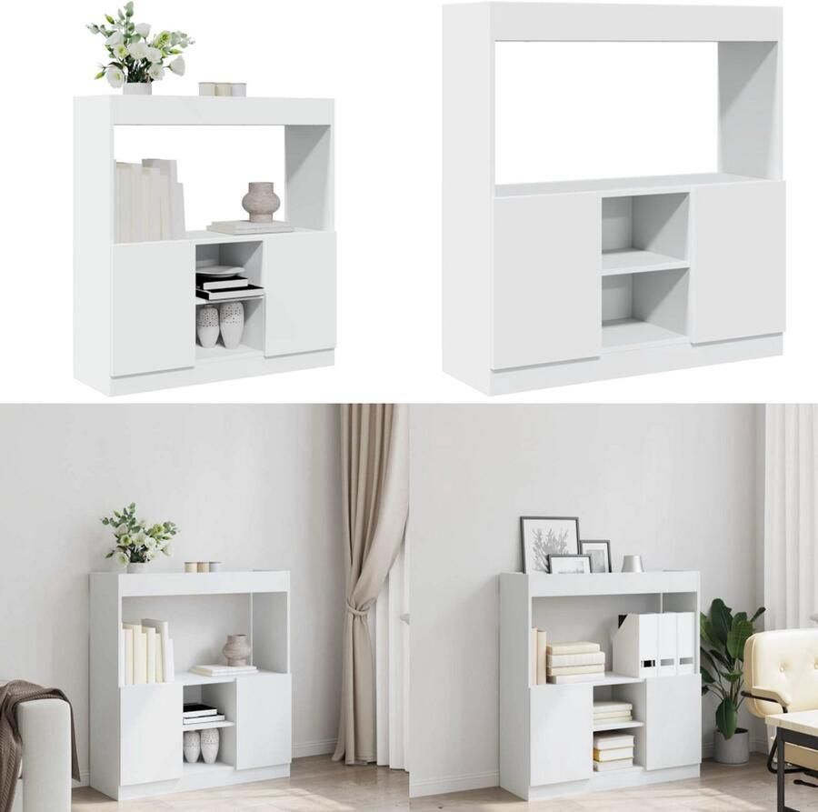 VidaXL Hoge kast 92x33x100 cm bewerkt hout wit Hoge Kast Hoge Kasten Boekenrek En Kast Dressoir