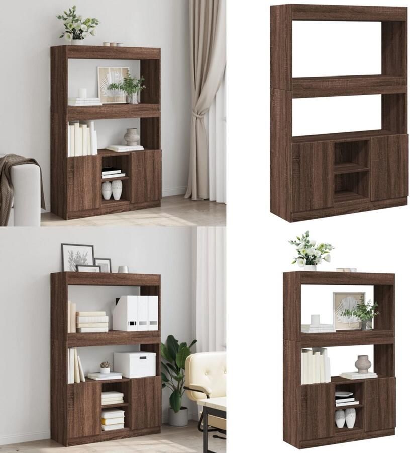 VidaXL Hoge kast 92x33x140 cm bewerkt hout bruin eikenkleur Hoge Kast Hoge Kasten Boekenrek En Kast Dressoir