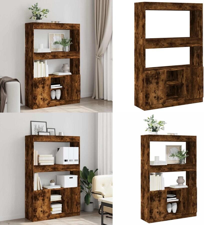 VidaXL Hoge kast 92x33x140 cm bewerkt hout gerookt eikenkleurig Hoge Kast Hoge Kasten Boekenrek En Kast Dressoir