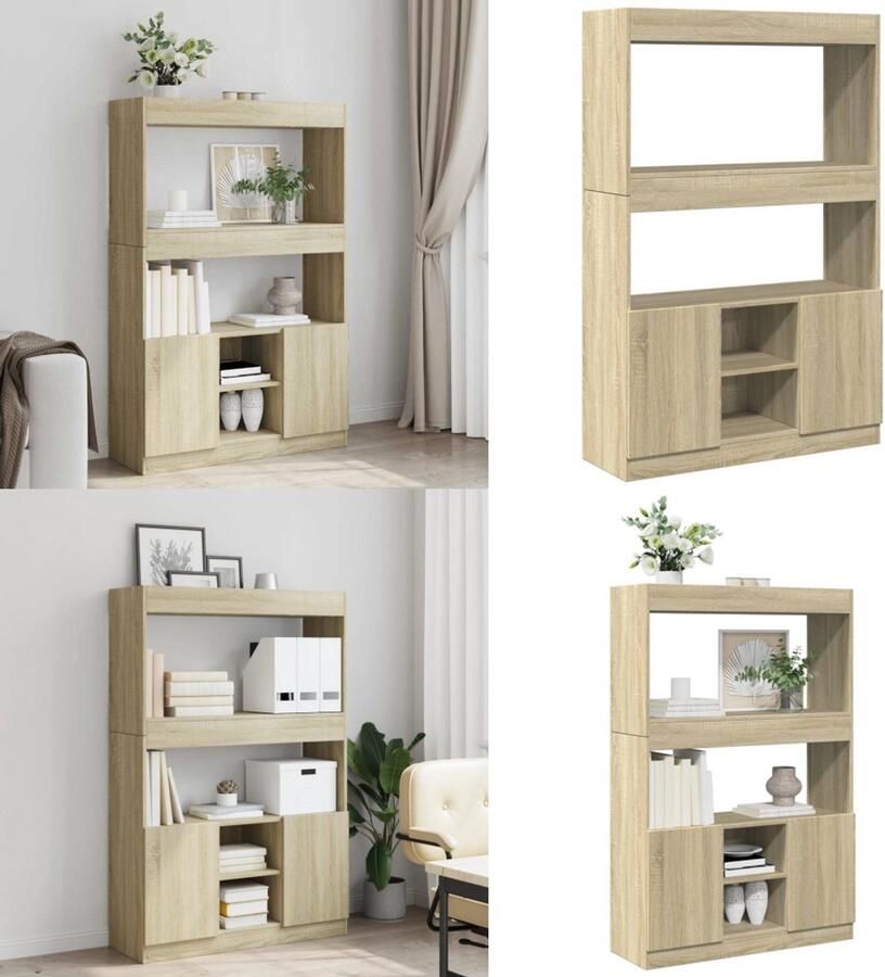 VidaXL Hoge kast 92x33x140 cm bewerkt hout sonoma eikenkleurig Hoge Kast Hoge Kasten Boekenrek En Kast Dressoir