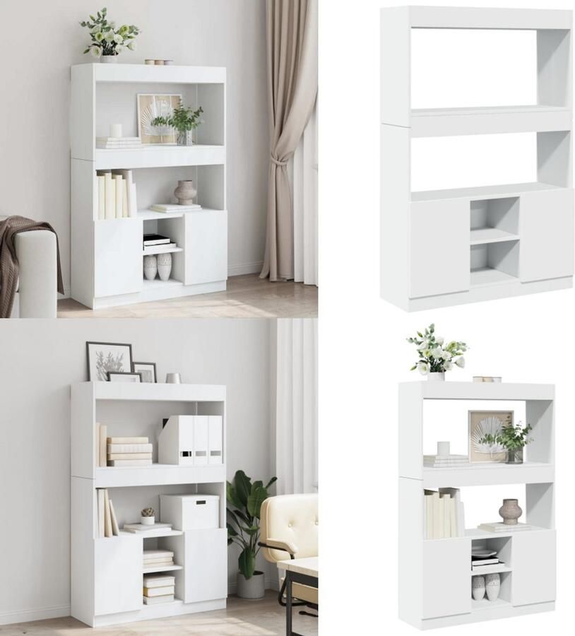 VidaXL Hoge kast 92x33x140 cm bewerkt hout wit Hoge Kast Hoge Kasten Boekenrek En Kast Dressoir