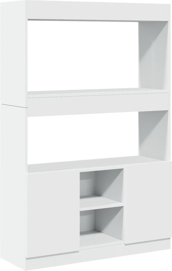 VidaXL Hoge kast 92x33x140 cm Wit Bewerkt hout Hoge Kast Hoge Kasten Boekenrek En Kast Dressoir