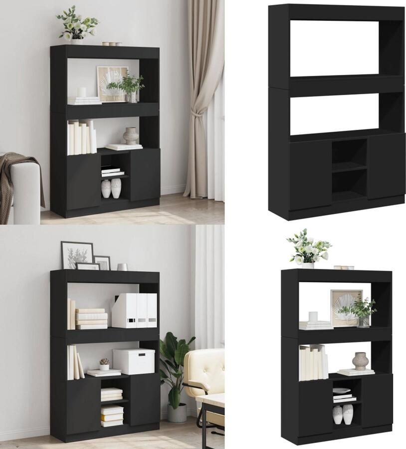 VidaXL Hoge kast 92x33x140 cm bewerkt hout zwart Hoge Kast Hoge Kasten Boekenrek En Kast Dressoir