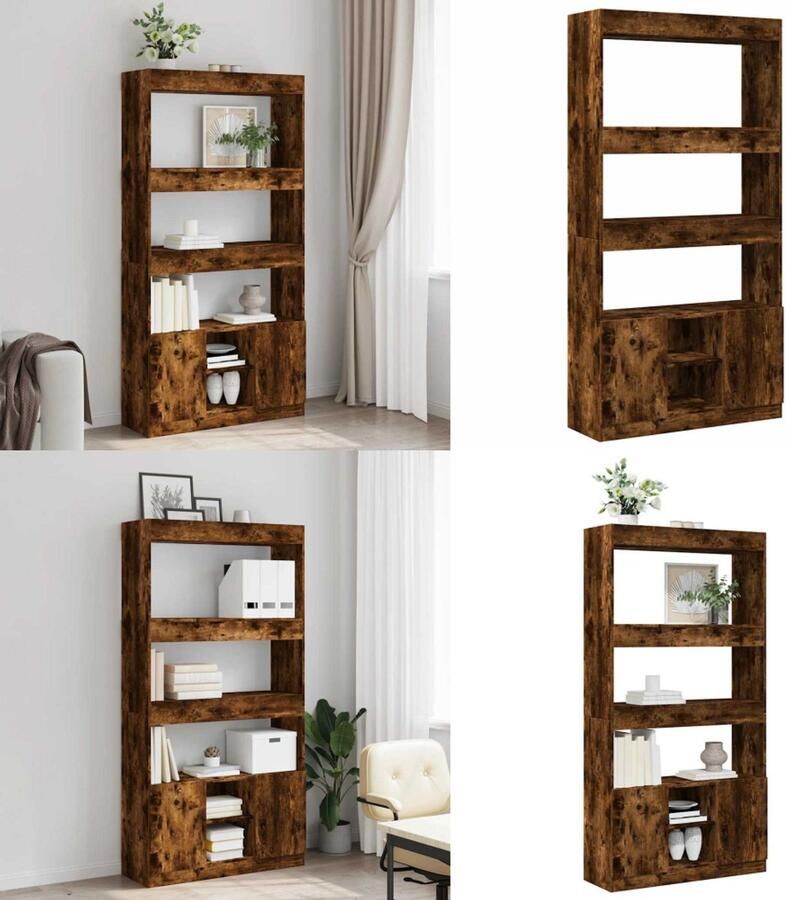 VidaXL Hoge kast 92x33x180 cm bewerkt hout gerookt eikenkleurig Hoge Kast Hoge Kasten Boekenrek En Kast Dressoir