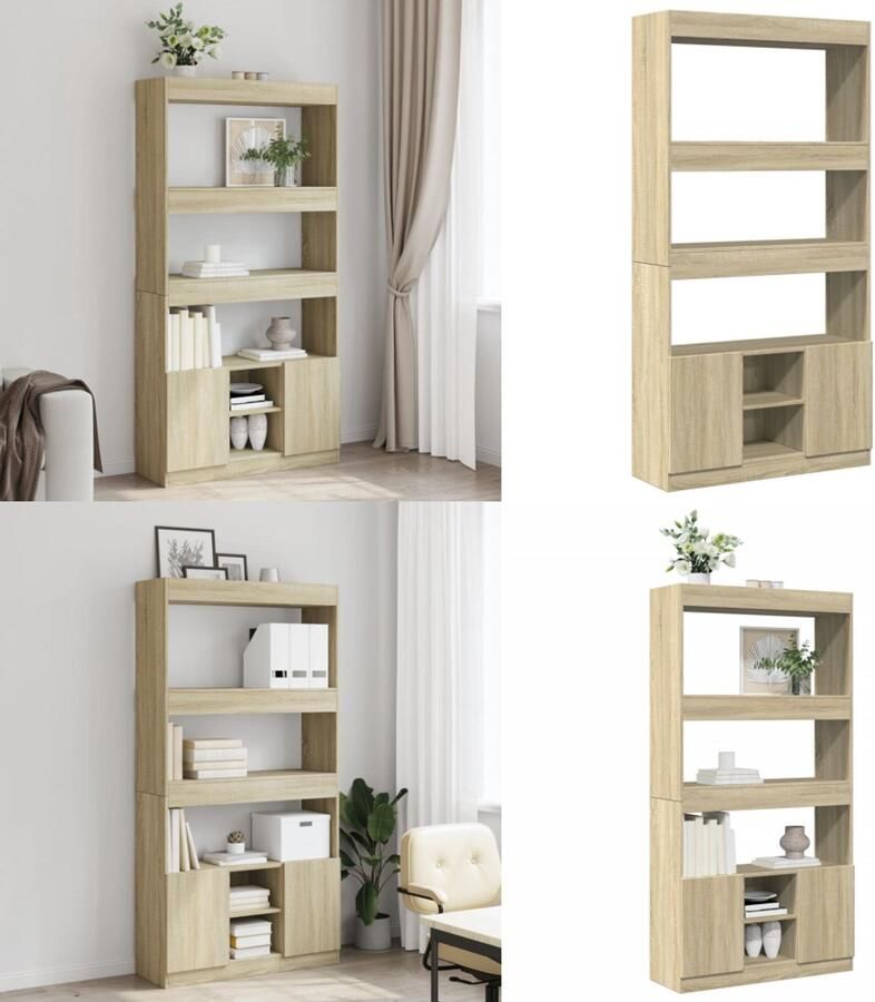 VidaXL Hoge kast 92x33x180 cm bewerkt hout sonoma eikenkleurig Hoge Kast Hoge Kasten Boekenrek En Kast Dressoir