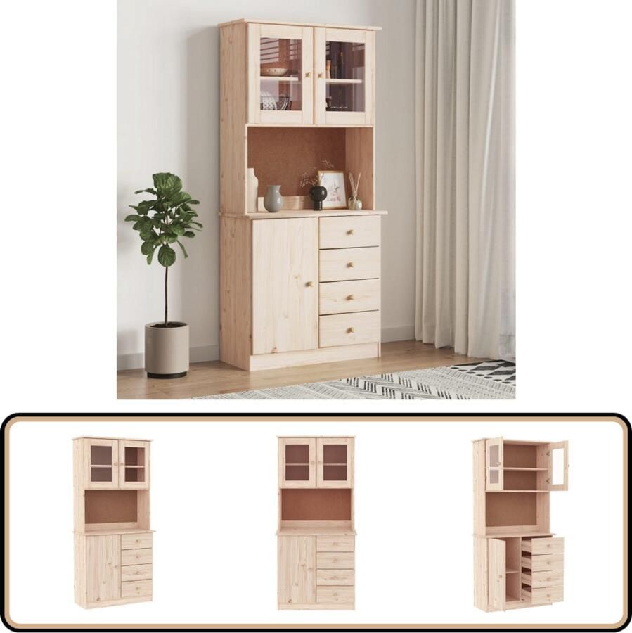 VidaXL -Hoge-kast-ALTA-77x35x165-cm-massief-grenenhout - Foto 2