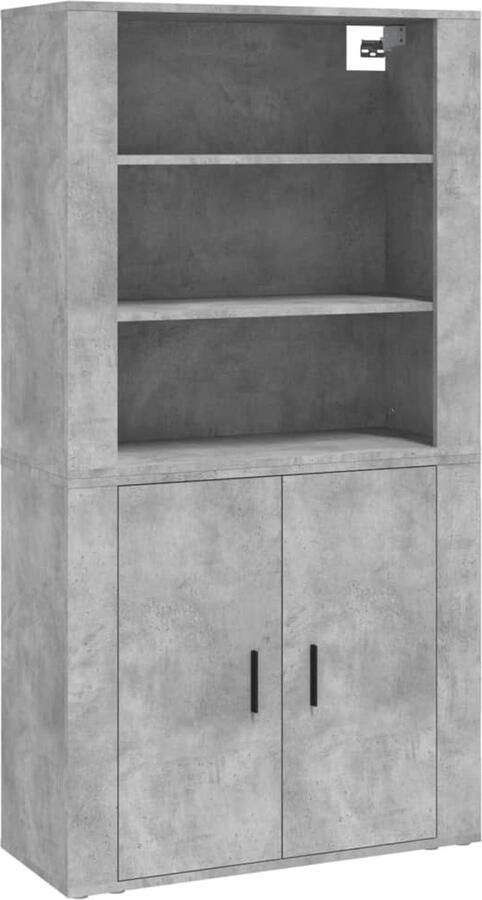 VidaXL -Hoge-kast-bewerkt-hout-betongrijs - Foto 9